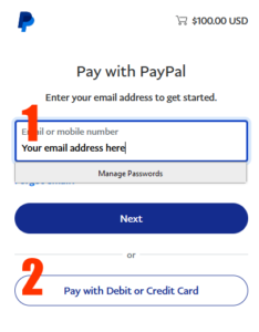 Steps to Paypal payment with credit card